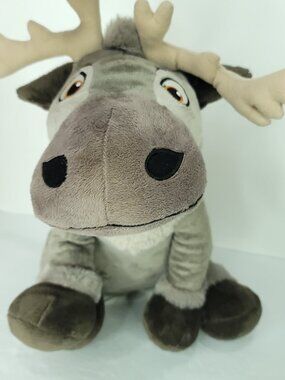 Disney Parks Frozen Sven Grey Reindeer Moose Sitting Plush Stuffed Animal 15"